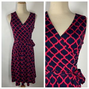 NEW Mix By 41 Hawthorn Stitch Fix Small Kassidy Faux Wrap Navy Pink Print Dress